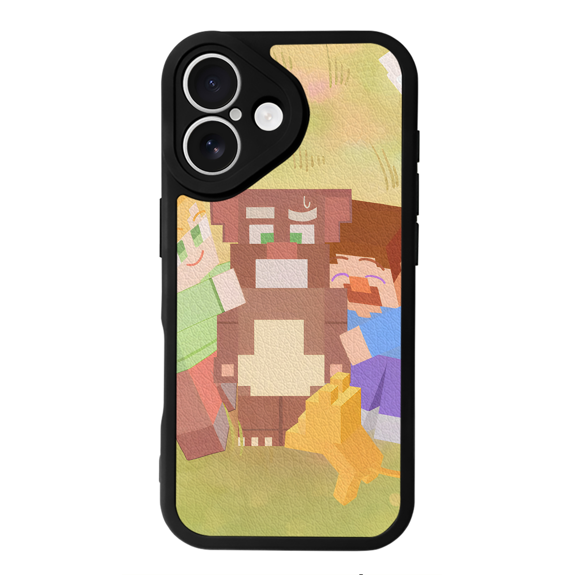 （画像用） マインクラフト ブロックの世界 Minecraft MC Block world 【iPhone 16シリーズ対応】シリコンスマホケース（レザー調） 材質：シリコン